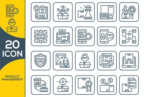 Project Management Outline Vector Icons. Modern Flat Thin line icon set in co 스톡 일러스트