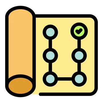 Project management plan showing check marked steps on timeline Stock Illustration