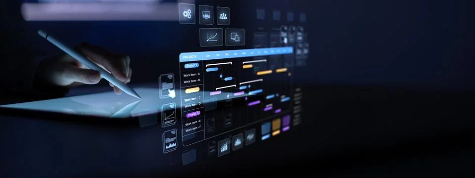 Project Management Planning Tool for Workflow Scheduling and Business Task .. Stock Photos