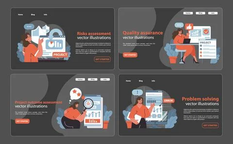 Project Management procedures. Risk analysis, ensuring quality, evaluating 스톡 일러스트