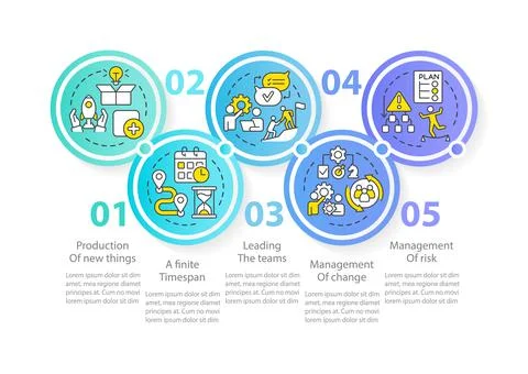 Project management process circle infographic template Stock Illustration