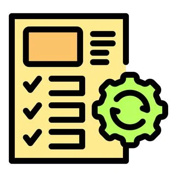 Project management process optimization with gear symbol and checkmarks Stock Illustration