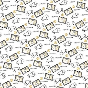 Project management seamless pattern sketch doodle Stock Illustration