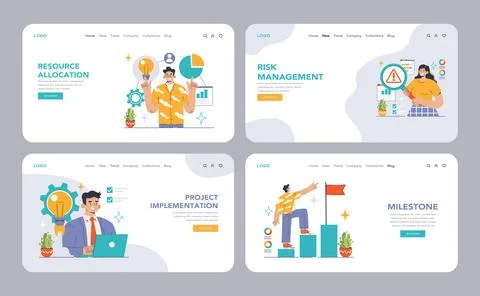 Project Management set. Flat vector illustration 스톡 일러스트