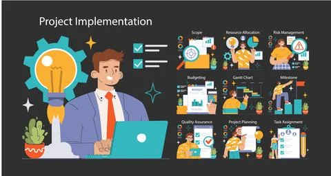 Project Management set. Flat vector illustration 스톡 일러스트