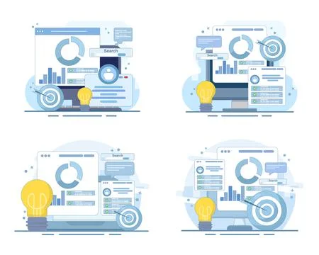 Project management set, project initiation, lifecycle planning. Stock Illustration