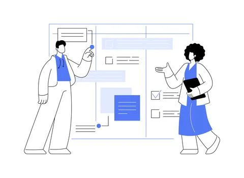 Project management software abstract concept vector illustration. Illustrazione stock