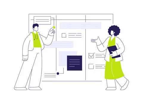 Project management software abstract concept vector illustration. Stock Illustration