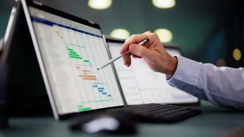 Project Management Software And Business Plan Schedule Stock Footage 301344331