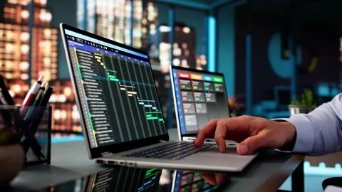 Project Management Software And Business Plan Schedule Stock Footage 305882074