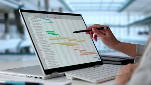 Project Management Software And Business Plan Schedule Stock Footage 306319157