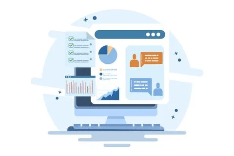 Project management software concept, Team management, Project planning. Stock Illustration