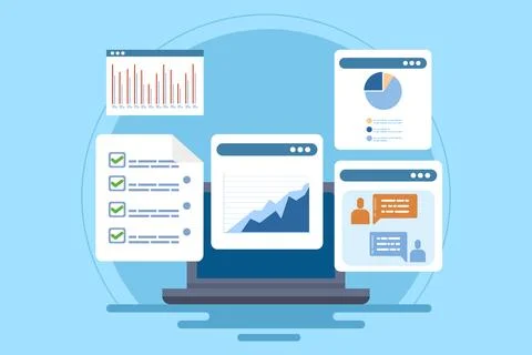 Project management software concept, Team management, Project planning. Ilustração Stock