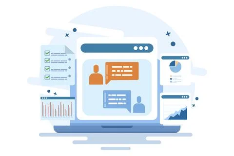 Project management software concept, Team management, Project planning. Stock Illustration