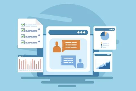 Project management software concept, Team management, Project planning. Stockillustratie