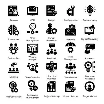 Project Management Solid Vectors Pack Stock Illustration