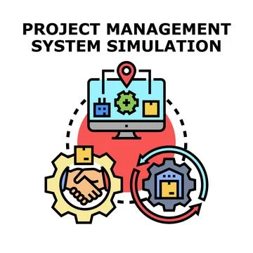 Project management system simulation process Stock Illustration