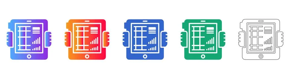 Project Management Tablet Interface Icons Illustrazione stock