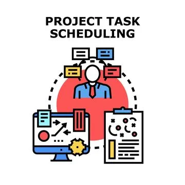 Project management task scheduling and workflow planning 스톡 일러스트