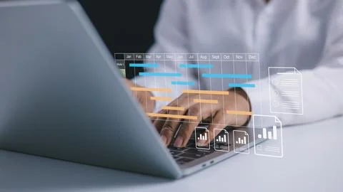 Project management tool and work schedule concept, Planning software, Busin.. Stock Photos