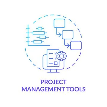 Project management tools blue gradient concept icon Stock-Illustration