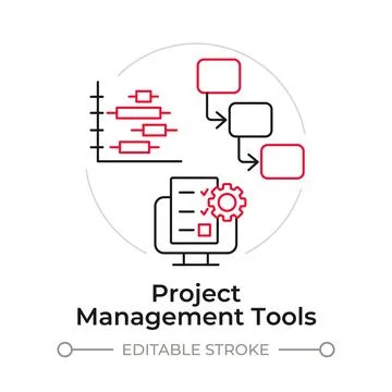 Project management tools duotone line art concept icon Stock Illustration