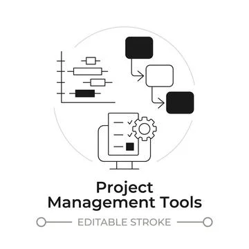 Project management tools modern flat line concept icon Ilustração Stock
