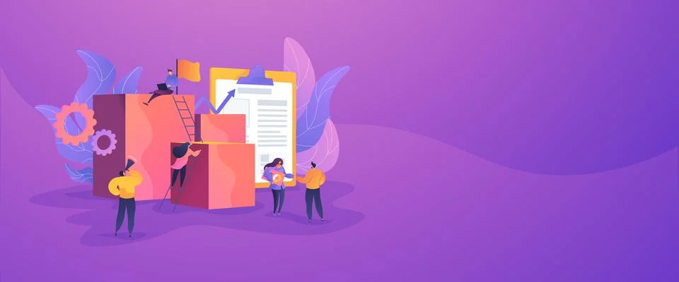 Project management web banner concept. Stock Illustration