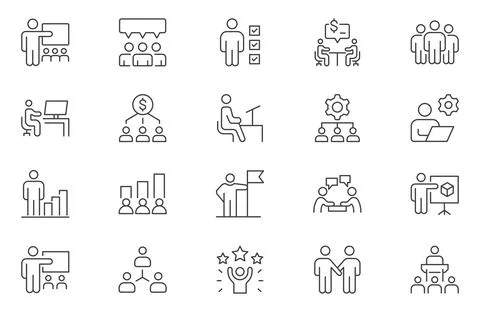 Project Management web icons in line style. Schedule, human resource, manag.. Stock Illustration