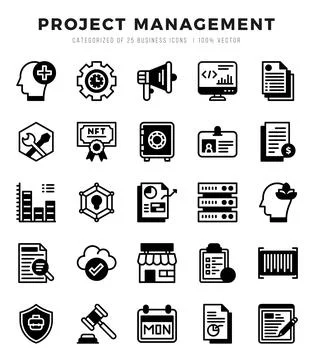 Project Management web icons in Lineal Filled style. Illustrazione stock