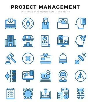 Project Management web icons in Two Color style. Illustration