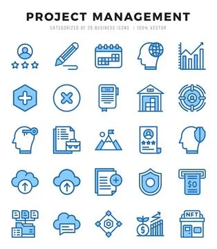 Project Management web icons in Two Color style. Stock Illustration