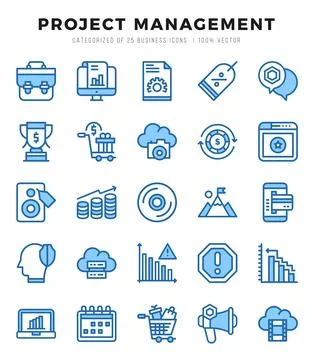 Project Management web icons in Two Color style. Stock Illustration