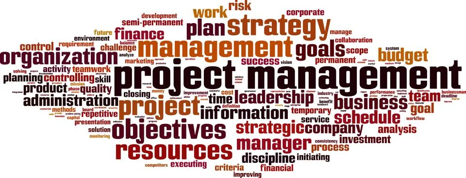Project management word cloud Illustrazione stock