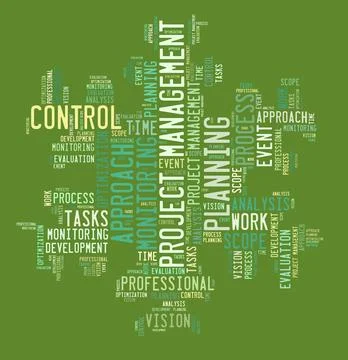 Project management word cloud Illustrazione stock