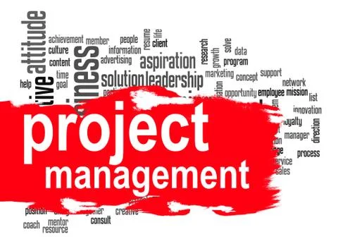Project management word cloud with red banner Stock-Illustration
