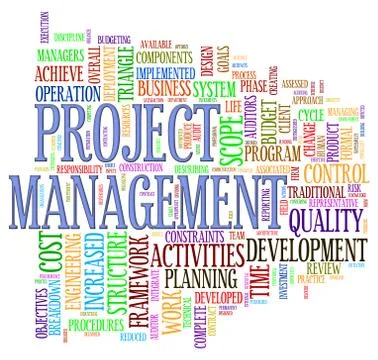Project management wordcloud Stock Illustration