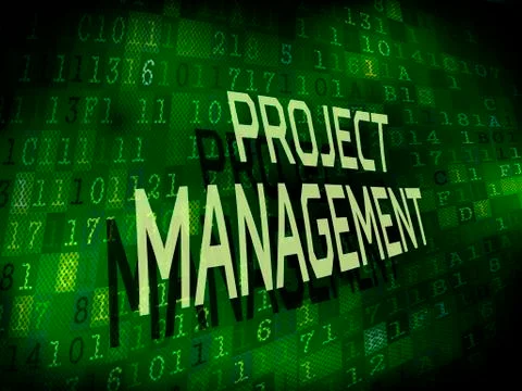 Project management words isolated on digital background Illustrazione stock