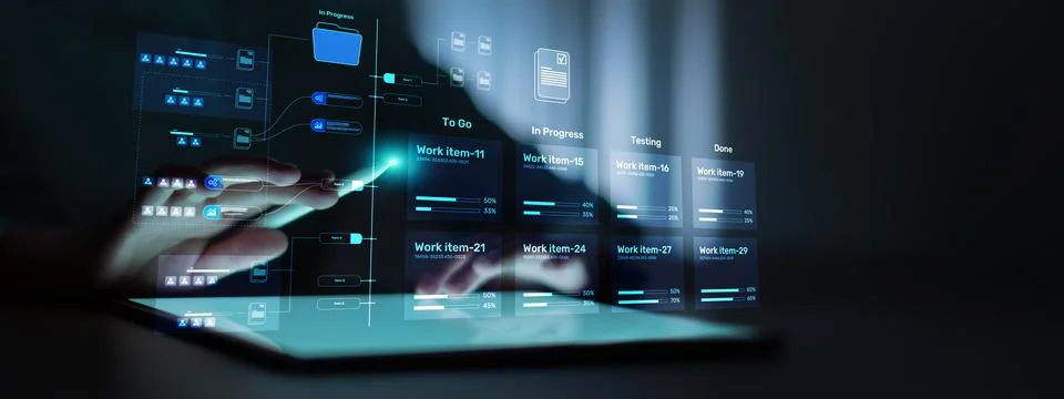 Project Management Workflow System for Task Tracking and Business Process C.. 库存照片