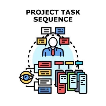 Project manager analyzing task sequence and planning workflow Stock Illustration