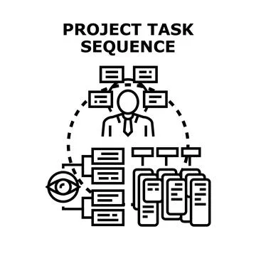 Project manager analyzing task sequence and planning workflow Stock-Illustration