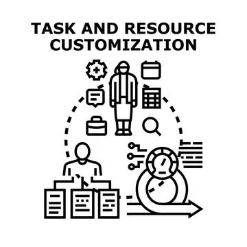 Project manager customizing tasks and resources for workflow optimization Ilustração Stock