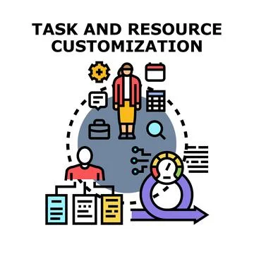 Project manager customizing tasks and resources for workflow optimization Stock-Illustration