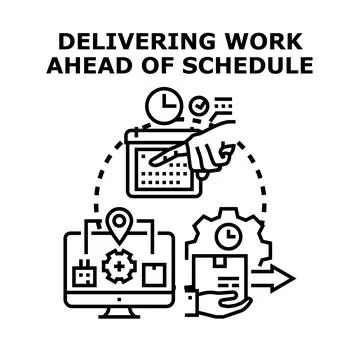 Project manager delivering work ahead schedule concept Illustrazione stock