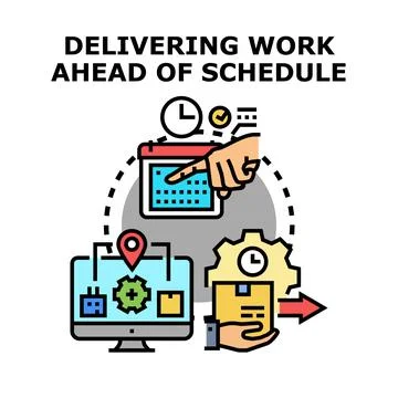 Project manager delivering work ahead schedule concept Stock-Illustration