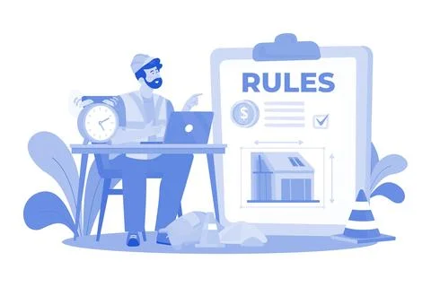 Project manager ensures schedule and budget adherence. Stock Illustration