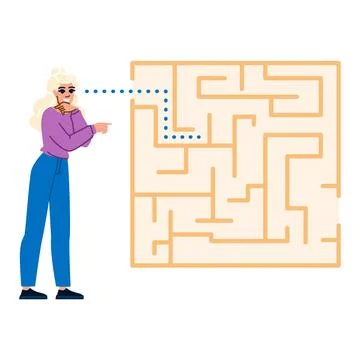 Project manager finding solution for business problem using visual maze 스톡 일러스트