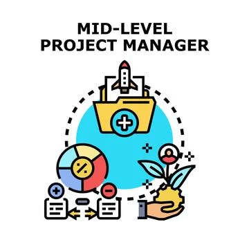 Project manager managing tasks and developing strategy Stock Illustration