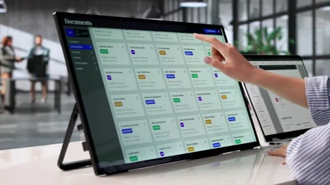 Project Manager Organizing Digital Documents Using Secure Workflow Software 動画素材 332910796