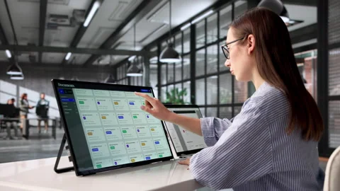 Project Manager Organizing Digital Documents Using Secure Workflow Software Stock Footage 334525600
